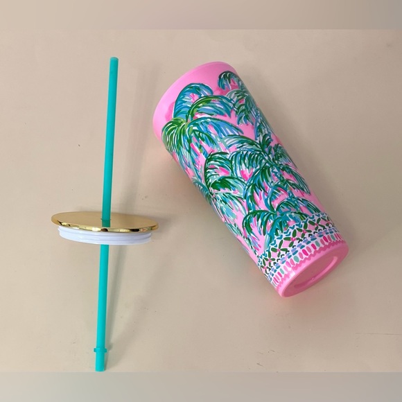 Lilly Pulitzer acrylic tumbler with a reusable straw - Picture 8 of 9